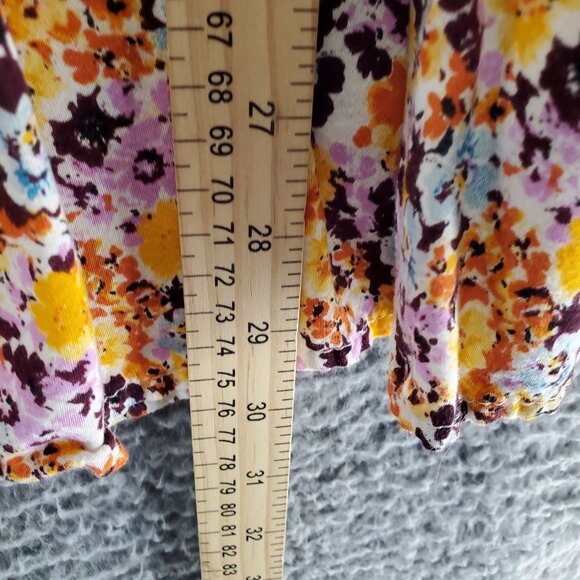 Cato Top Womens Size 14/16W Multicolor Floral Tiered Long Sleeve V-Neck Blouse - Picture 5 of 9